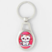 Mooie Cat Kawaii stijl Clipart-47758 Sleutelhanger (Voorkant)