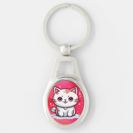 Mooie Cat Kawaii stijl Clipart-47758 Sleutelhanger (Voorkant)