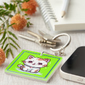 Mooie Cat Kawaii stijl Clipart-47758 Sleutelhanger (Voorkant Rechts)