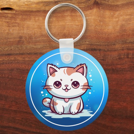 Mooie Cat Kawaii stijl Clipart-47758 Sleutelhanger (Achterkant)