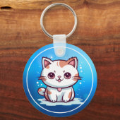 Mooie Cat Kawaii stijl Clipart-47758 Sleutelhanger (Voorkant)