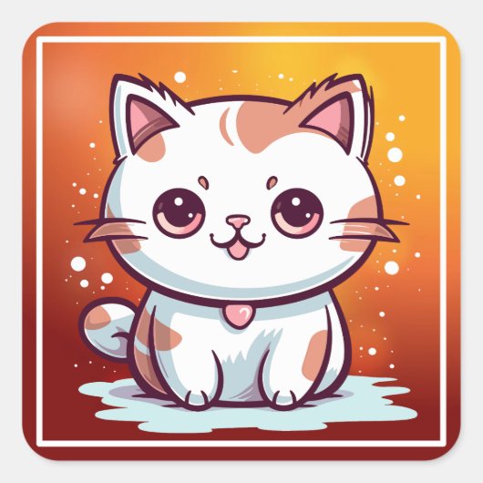 Mooie Cat Kawaii stijl Clipart-47758 Vierkante Sticker (Voorkant)