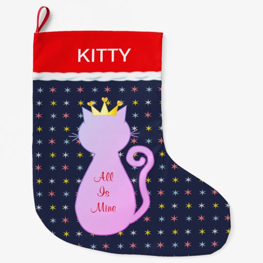 Mooie Cat Silhouette Grote Kerstsok (Voorkant)