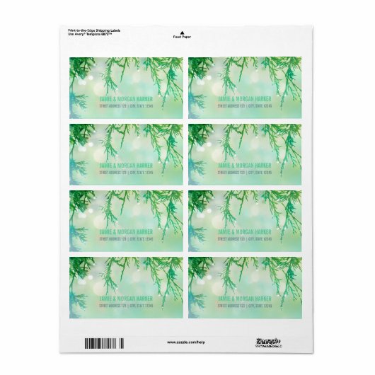 Mooie Cedar Naalden Bruiloft Adres Label (Full Sheet)