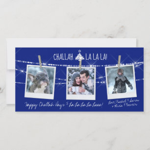 Mooie Challah-dagen La La La 3-foto kerstkaart