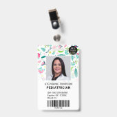 Mooie chameleons kinderarts foto logo code badge (Voorzijde met clip)