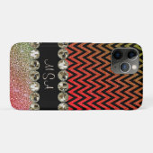Mooie Champagne Bling Red Chevron Monogram Case-Mate iPhone Case (Achterkant (horizontaal))