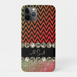 Mooie Champagne Bling Red Chevron Monogram Case-Mate iPhone Case