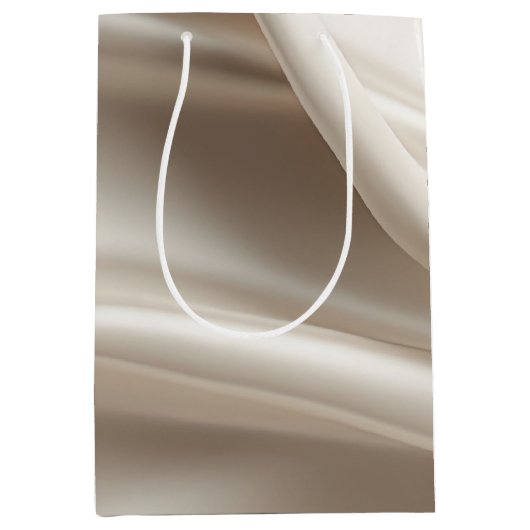 Mooie Champagnetoon Gouden Romantische Nep Satijne Medium Cadeauzakje (Voorkant)