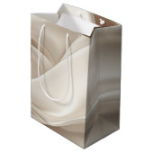 Mooie Champagnetoon Gouden Romantische Nep Satijne Medium Cadeauzakje (Achterkant Gekanteld)