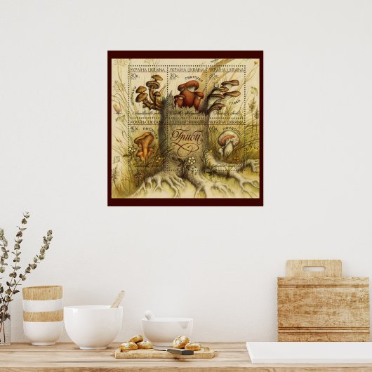 Mooie champignonzetjes ~ Toadstool Oekraïne 1999 Poster (Keuken)