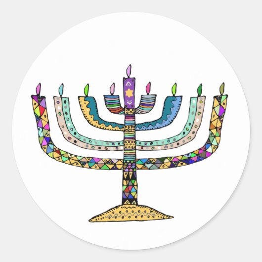 Mooie Chanoeka-menorah Favor/Envelope Stickers (Voorkant)