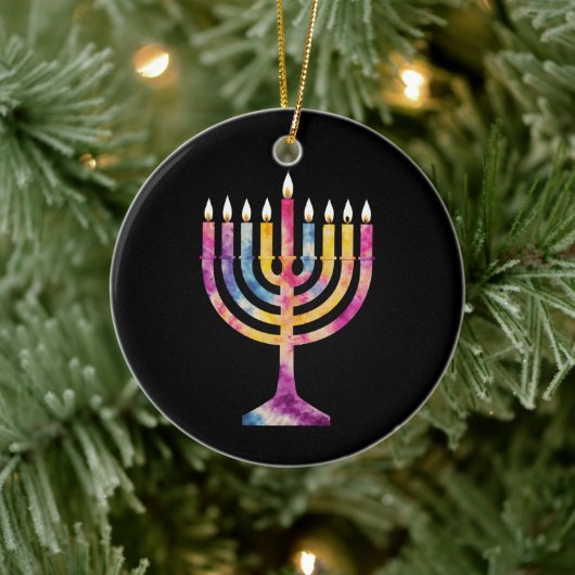 Mooie  Chanoeka Menorah Happy Chanoeka Keramisch Ornament (Boom)