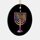 Mooie  Chanoeka Menorah Happy Chanoeka Keramisch Ornament (Rechts)