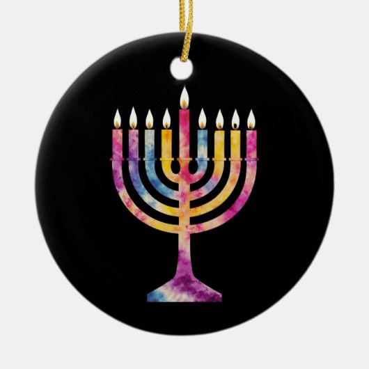 Mooie Chanoeka Menorah Happy Chanoeka Keramisch Ornament (Voorkant)