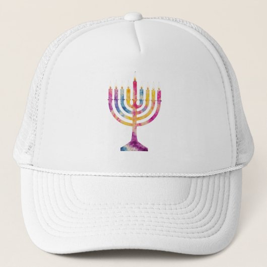 Mooie  Chanoeka Menorah Happy Chanoeka Trucker Pet (Voorkant)