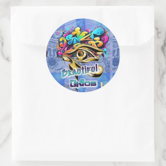 Mooie Chaos, rond Ronde Sticker (Tas)