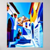 Mooie Chefchaouen Marokkaanse Blauwe Stad Pop Art Poster (Voorkant)