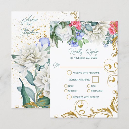 Mooie chemicaliën met Faux Gold Swirls RSVP (Voorkant / Achterkant)