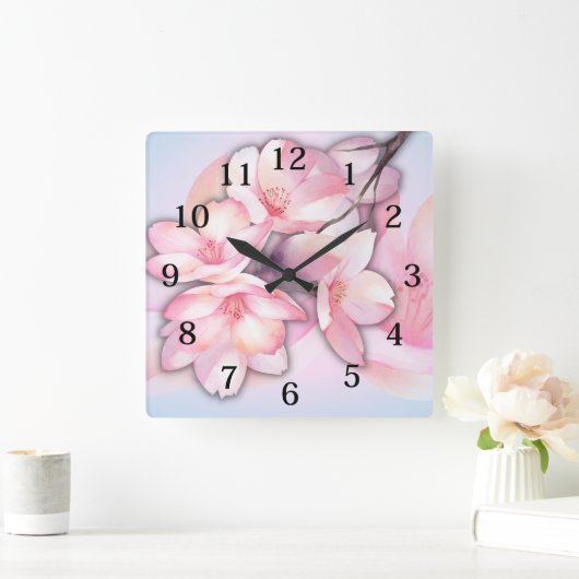 Mooie Cherry Blossom Acrylwandklok Vierkante Klok (Huis)