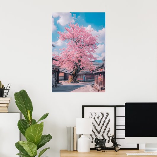 Mooie Cherry Blossom-boom Poster (Thuiskantoor)