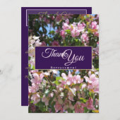 Mooie Cherry Blossom Pink Paars Bereavement Bedankkaart (Voorkant / Achterkant)
