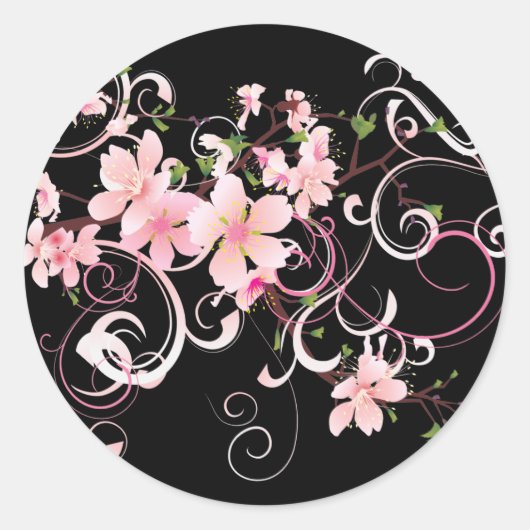 Mooie Cherry Blossom Ronde Sticker (Voorkant)