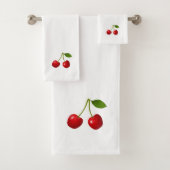 Mooie Cherry Fruits op White Bath Towel Set Bad Handdoek (Insitu)