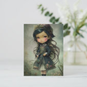 Mooie Chibi Kawaii Style Girl Art Briefkaart (Staand voorkant)