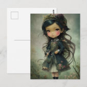 Mooie Chibi Kawaii Style Girl Art Briefkaart (Voorkant / Achterkant)