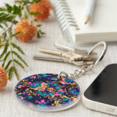 Mooie chic abstracte bloemen achtergrond sleutelhanger (Voorkant Rechts)