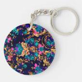 Mooie chic abstracte bloemen achtergrond sleutelhanger (Achterkant)