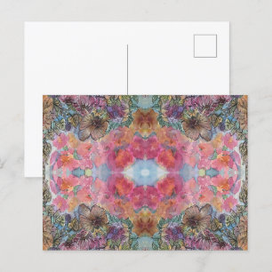 Mooie Chic Bloementuin Aquarel Schilderij Briefkaart