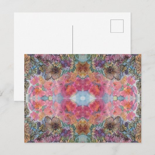 Mooie Chic Bloementuin Aquarel Schilderij Briefkaart (Voorkant / Achterkant)