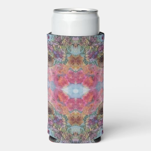 Mooie Chic Bloementuin Aquarel Schildering Seltzer Blikjeskoeler (Seltzer Voorkant)