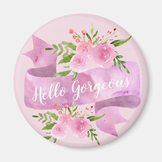 Mooie Chic Bloemige Roze Hello Gorgeous Magneet (Voorkant)