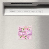 Mooie Chic Bloemige Roze Roos Dank Je Magneet (Insitu (Vaatwasser))