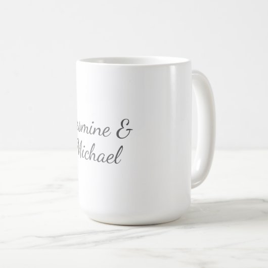 Mooie Chic Calligrafie Koppel Namen Bruiloft Koffiemok (Voorkant rechts)