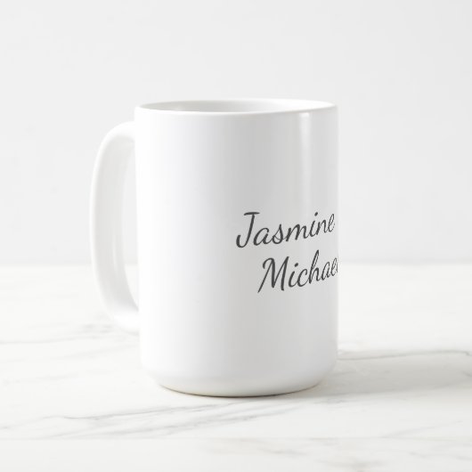 Mooie Chic Calligrafie Koppel Namen Bruiloft Koffiemok (Voorkant links)