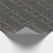 Mooie Chic Calligrafie Koppel Namen Grijs & Goud Cadeaupapier (Hoek)