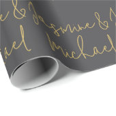 Mooie Chic Calligrafie Koppel Namen Grijs & Goud Cadeaupapier (Rol Hoek)