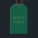 Mooie Chic Calligrafie Koppel Namen Groen & Goud Cadeaulabel<br><div class="desc">U kunt de lettertypen,  achtergrondafbeelding en kleur,  lettertekens gemakkelijk wijzigen.</div>