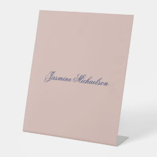Mooie Chic Calligrafie Naam Rose Goud Kleur Reclamebord Met Voetstuk