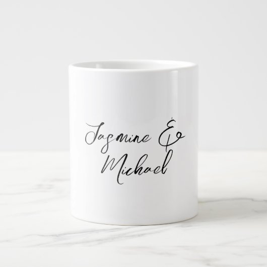 Mooie Chic Calligrafie Namen Bruiloften Grote Koffiekop (Voorkant)
