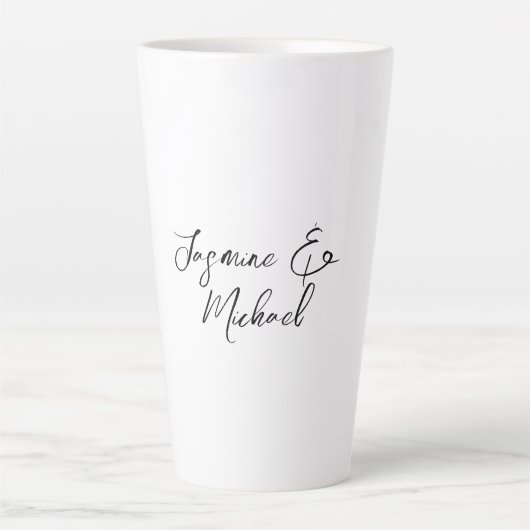 Mooie Chic Calligrafie Namen Bruiloften Latte Mok (Voorkant)