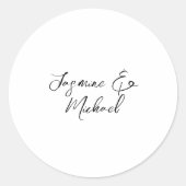 Mooie Chic Calligrafie Namen Bruiloften Ronde Sticker (Voorkant)