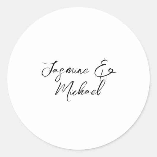Mooie Chic Calligrafie Namen Bruiloften Ronde Sticker (Voorkant)