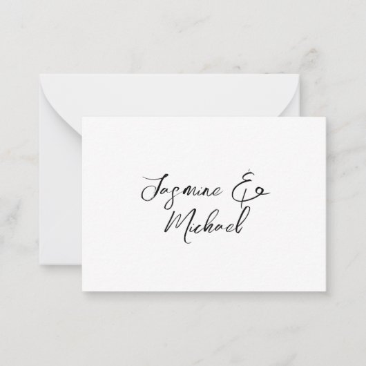 Mooie Chic Calligraphy Namen Bruiloften Notitiekaartje (Voorkant)