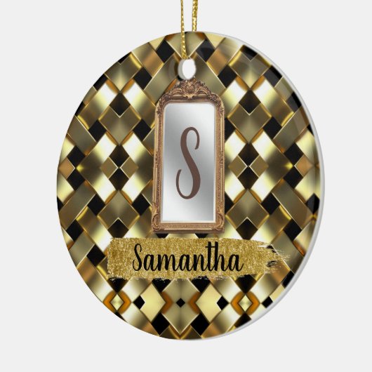 Mooie Chic Girly Mirror Elegant Bday Gift Keramisch Ornament (Links)