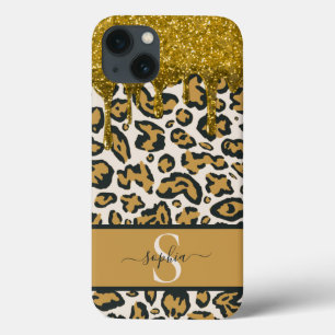 Mooie Chic Gold Faux Glitter Leopard Print Case-Mate iPhone Case